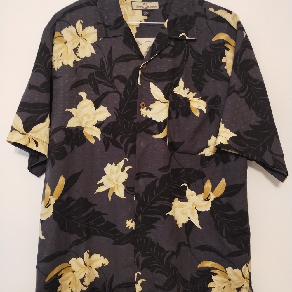 Tommy Bahama Black and Yellow Casual Button Down Shirt